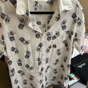 Hurley White Shirt rainbow skull Large